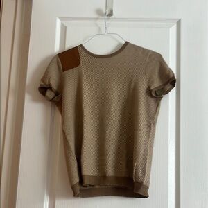 Brown Short Sleeve Knit Top